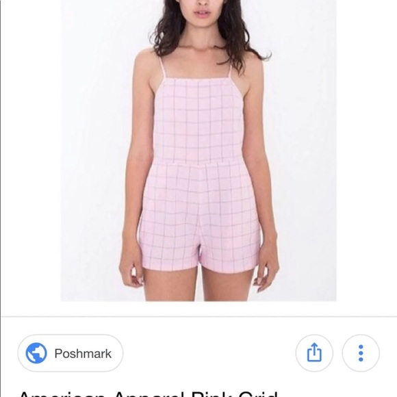 American Apparel pink grid romper - Picture 2 of 7